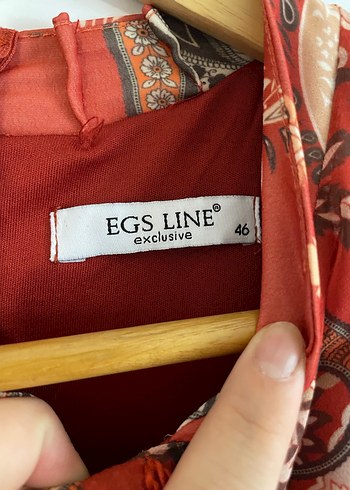 Kiremit rengi Desenli Uzun Bohem Kadın Elbise - Görsel 2