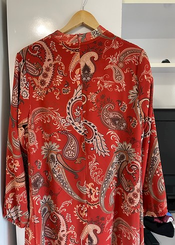 Kiremit rengi Desenli Uzun Bohem Kadın Elbise - Görsel 3