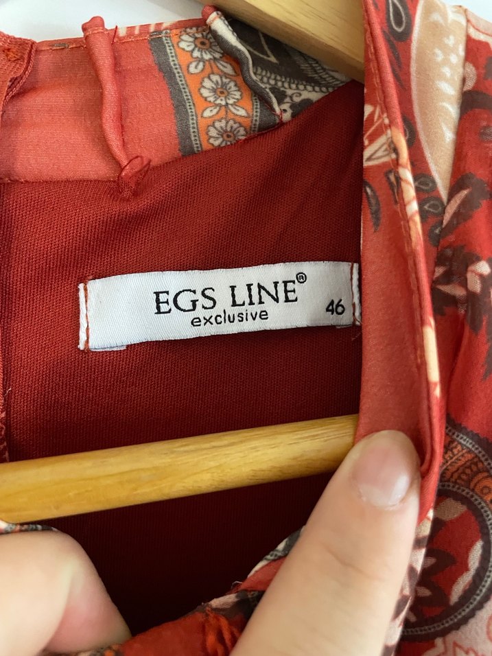 Kiremit rengi Desenli Uzun Bohem Kadın Elbise - Görsel 2