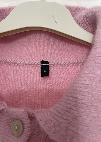 Düğmeli Pembe Kadın Yün Kazak - Görsel 5