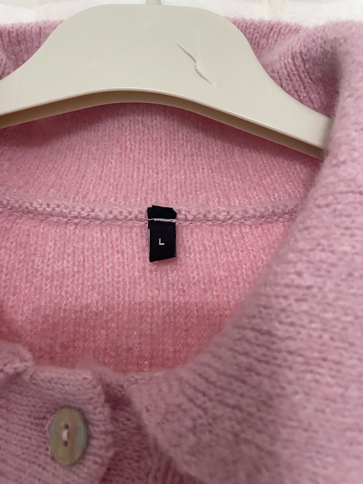 Düğmeli Pembe Kadın Yün Kazak - Görsel 5