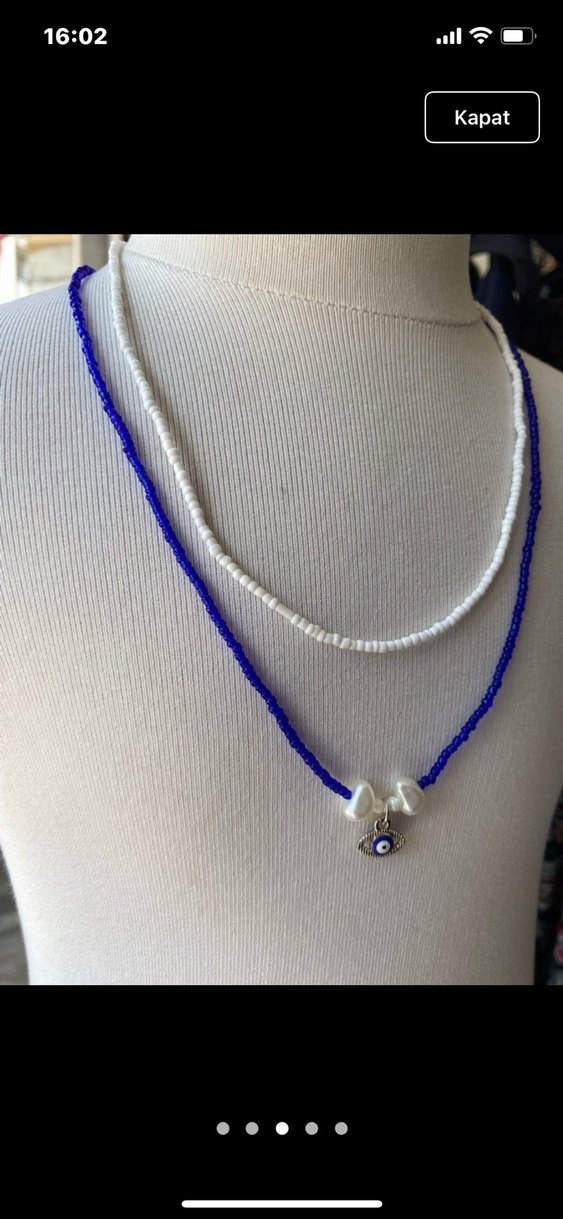 Mavi Boncuklu Kadın Kolye - Görsel 3