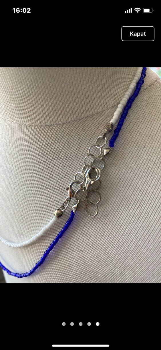 Mavi Boncuklu Kadın Kolye - Görsel 5