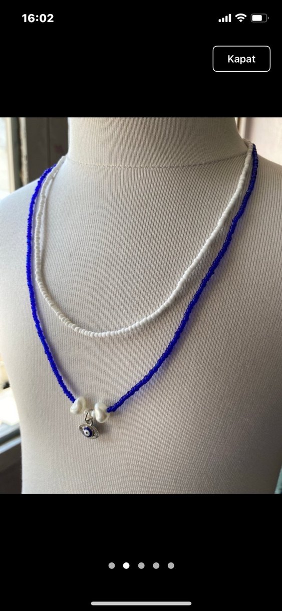 Mavi Boncuklu Kadın Kolye - Görsel 2