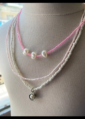 Pembe Boncuklu Kadın Kolye - Görsel 5