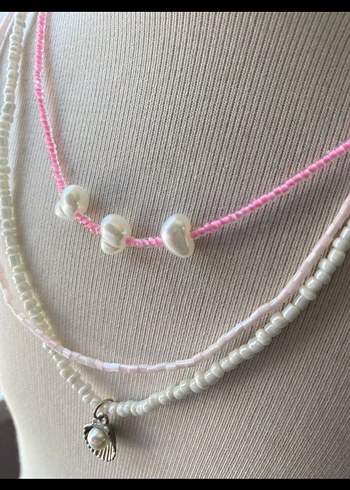 Pembe Boncuklu Kadın Kolye - Görsel 3