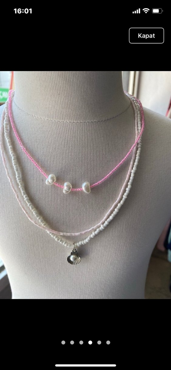 Pembe Boncuklu Kadın Kolye - Görsel 4