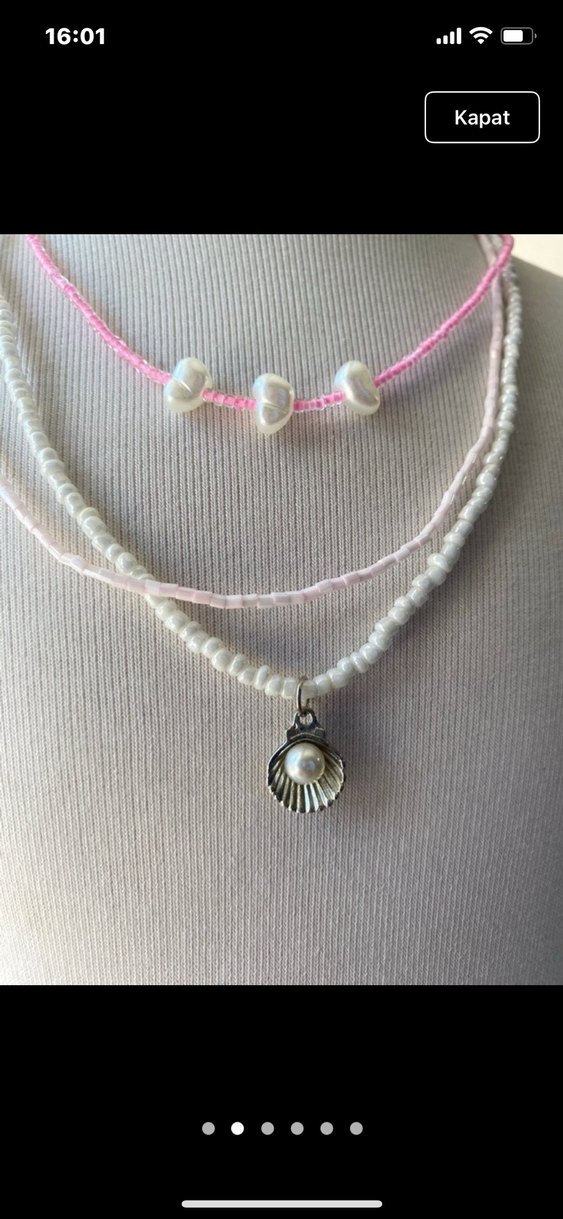 Pembe Boncuklu Kadın Kolye - Görsel 2