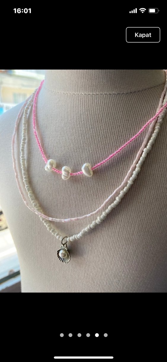 Pembe Boncuklu Kadın Kolye - Görsel 5