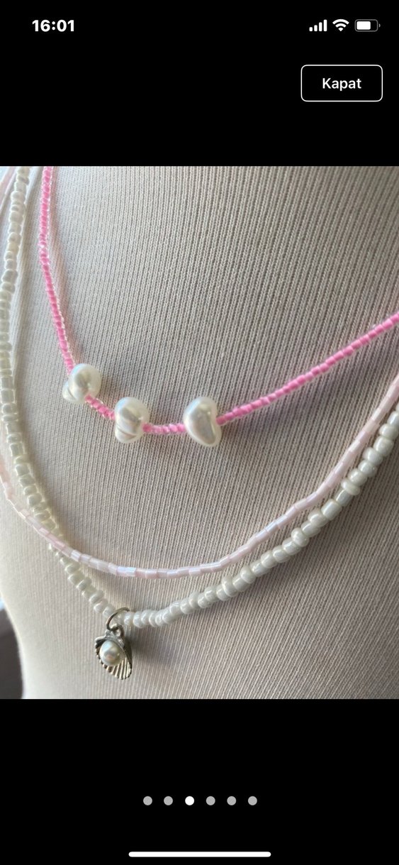 Pembe Boncuklu Kadın Kolye - Görsel 3