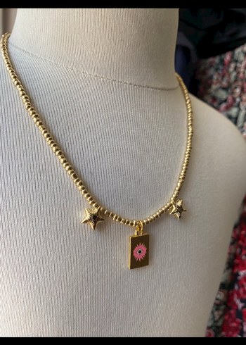 Altın Renkli Boncuklu kolye - Görsel 2