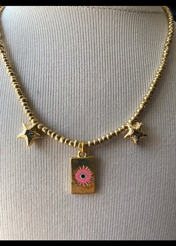 Altın Renkli Boncuklu kolye - Görsel 3