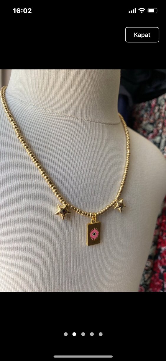 Altın Renkli Boncuklu kolye - Görsel 2