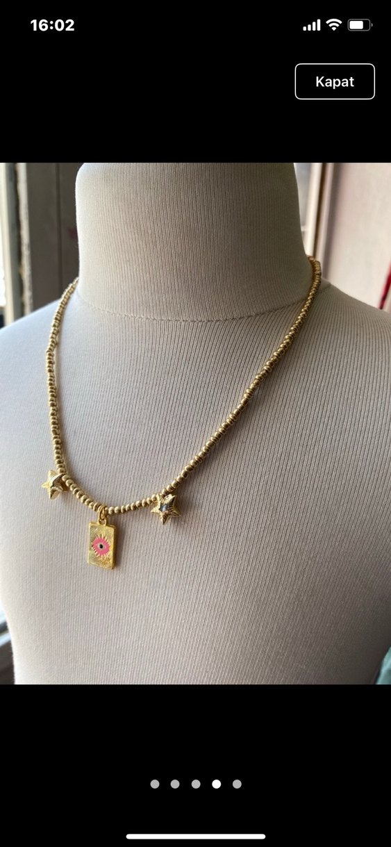 Altın Renkli Boncuklu kolye - Görsel 4