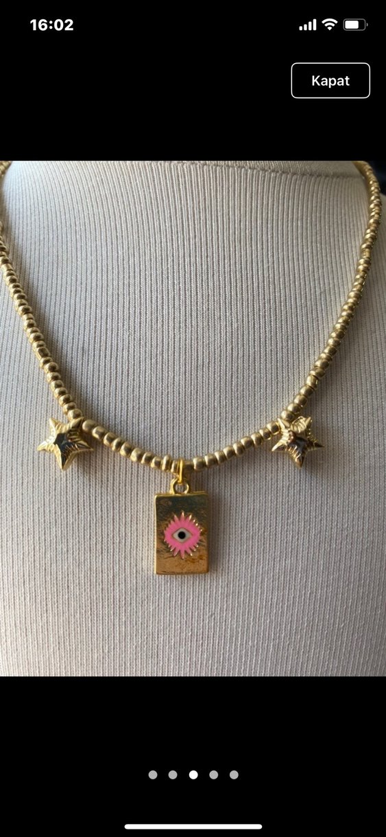 Altın Renkli Boncuklu kolye - Görsel 3