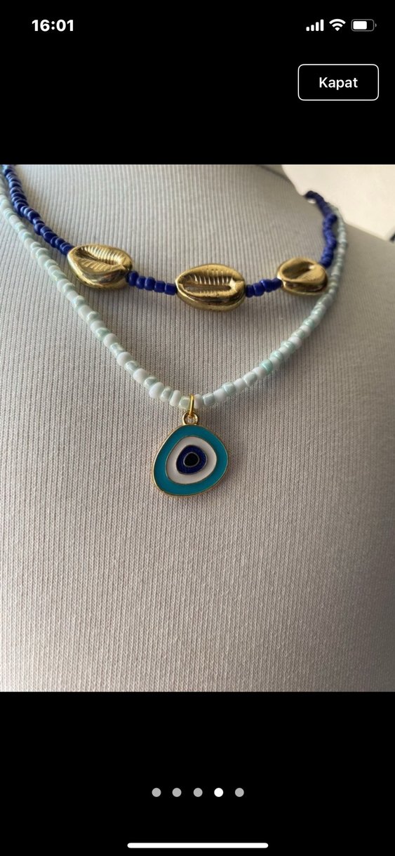 yesil ve mavi tonlarında Boncuklu Kolye Seti - Görsel 4