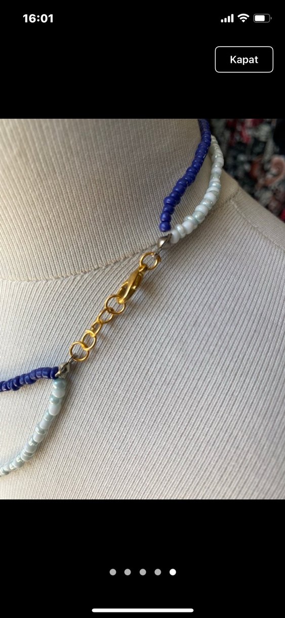 yesil ve mavi tonlarında Boncuklu Kolye Seti - Görsel 5