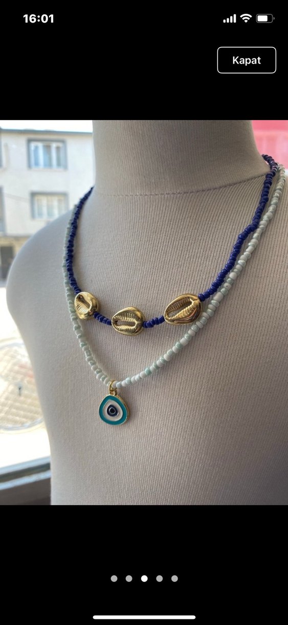 yesil ve mavi tonlarında Boncuklu Kolye Seti - Görsel 3