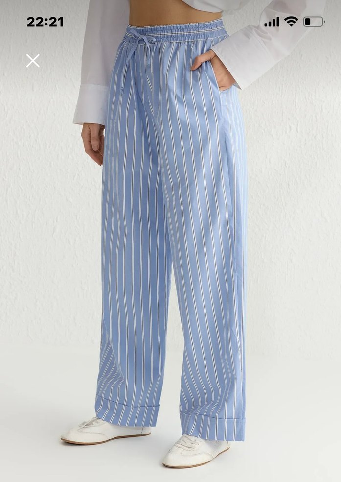 Mavi çizgili pantolon - Görsel 2