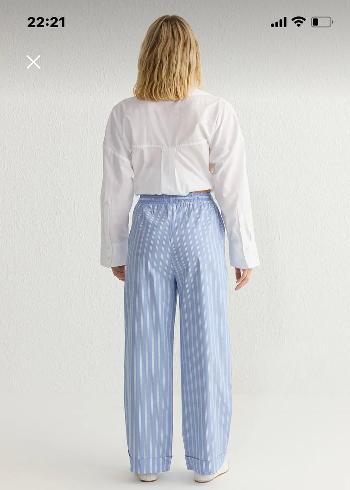 Mavi çizgili pantolon - Görsel 4