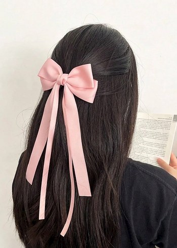 Pembe Saten Fiyonk Saç Aksesuarı