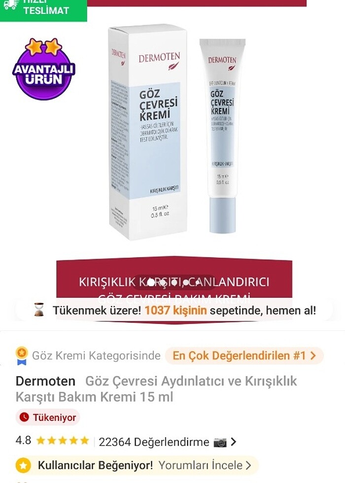 Göz çevresi kremi  - Görsel 2