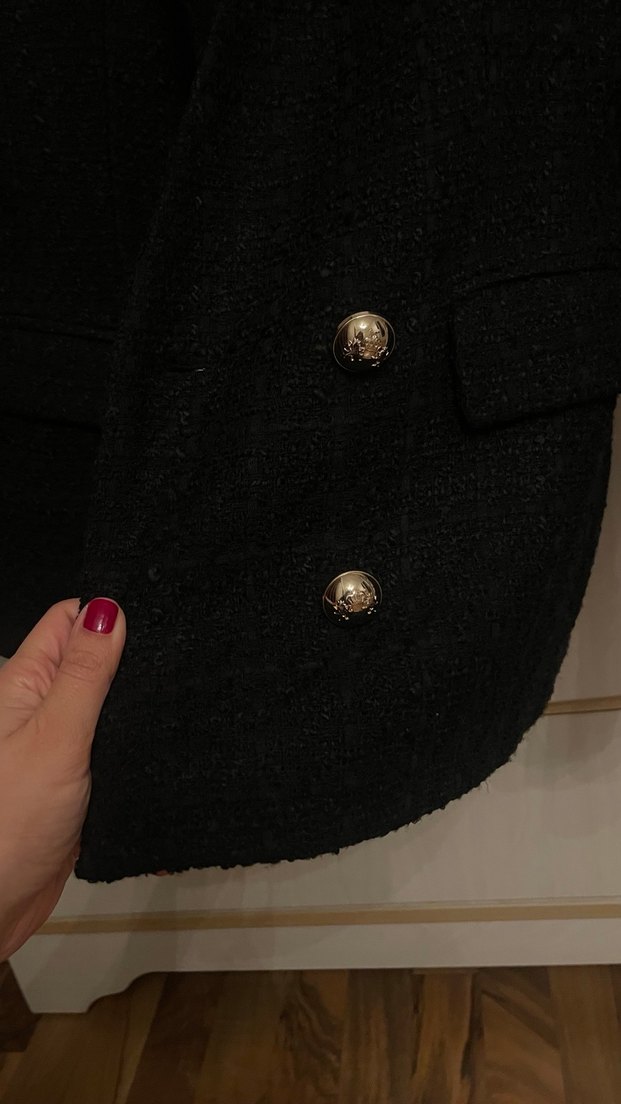 Zara Siyah Kadın Midi Blazer Ceket - Görsel 3