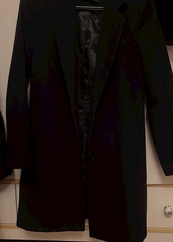 Düğmeli Siyah Klasik Kaban - Görsel 5