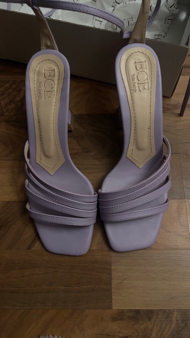 Mor Bağcıklı İnce Topuklu Kadın Sandalet - Görsel 3