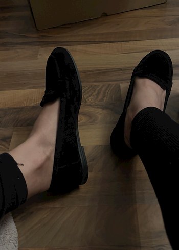 Siyah Minimalist Blok Topuk Kadın Düz Ayakkabı - Görsel 4