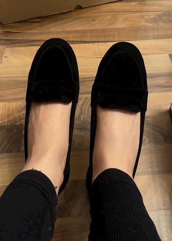 Siyah Minimalist Blok Topuk Kadın Düz Ayakkabı - Görsel 3