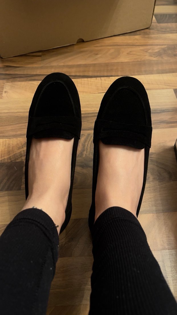 Siyah Minimalist Blok Topuk Kadın Düz Ayakkabı - Görsel 3