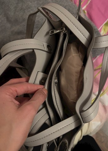 Gri Deri Kadın Omuz Çantası - Görsel 4