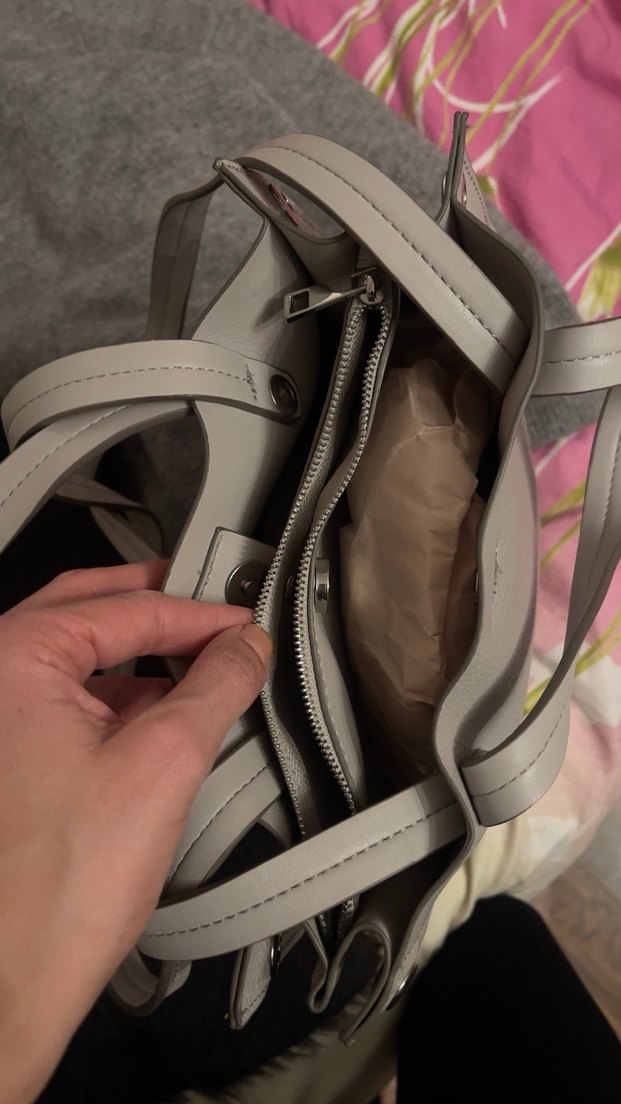 Gri Deri Kadın Omuz Çantası - Görsel 4