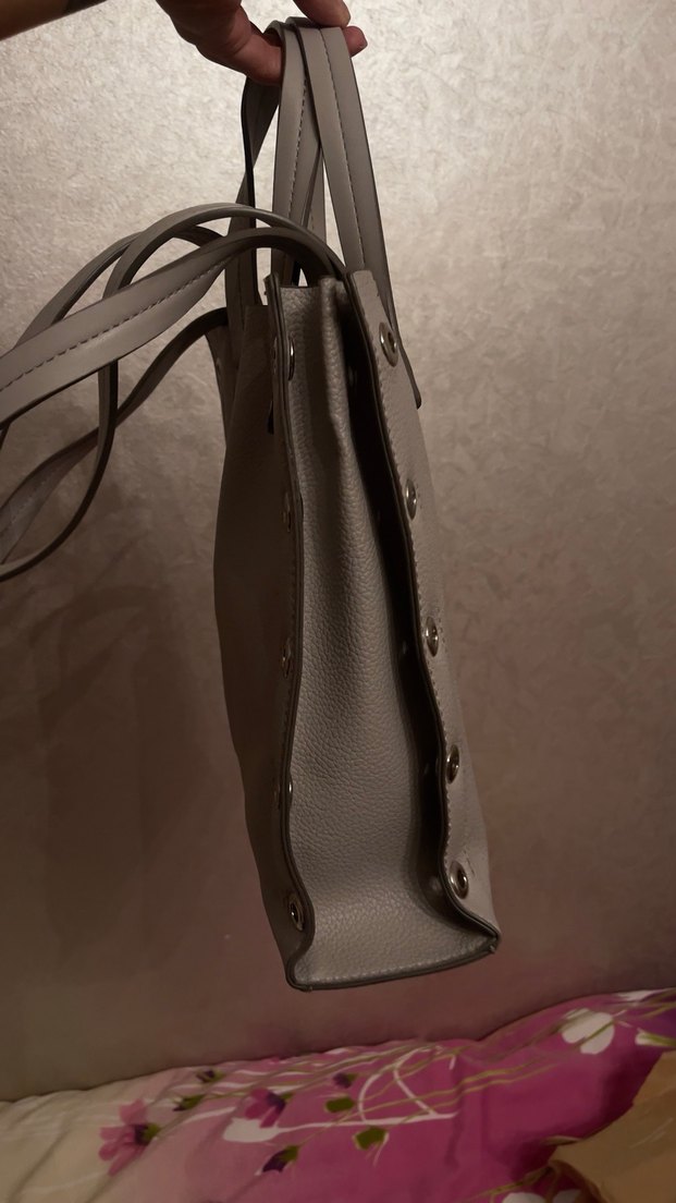 Gri Deri Kadın Omuz Çantası - Görsel 3