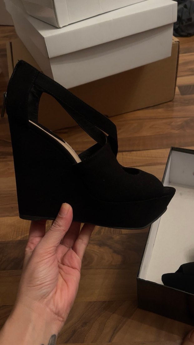 Siyah Platform Fermuarlı Kadın Topuklu Ayakkabı - Görsel 3