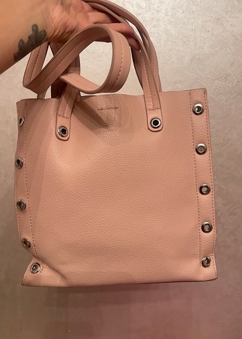 Pembe Deri Kadın Omuz Çantası - Görsel 6