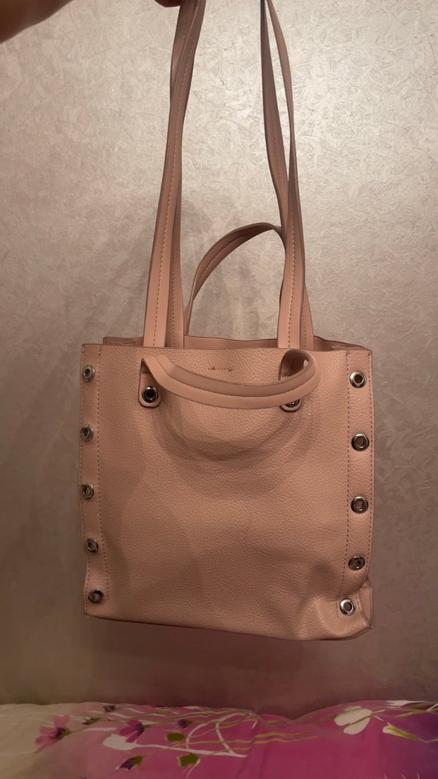 Pembe Deri Kadın Omuz Çantası - Görsel 4