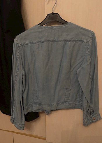 Kadın Gri Denim Fermuarlı Ceket - Görsel 3