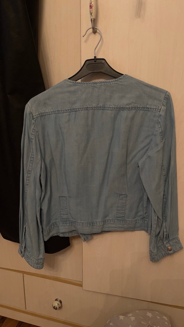 Kadın Gri Denim Fermuarlı Ceket - Görsel 3