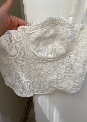 Dantel Detaylı Beyaz Büstiyer - Görsel 2