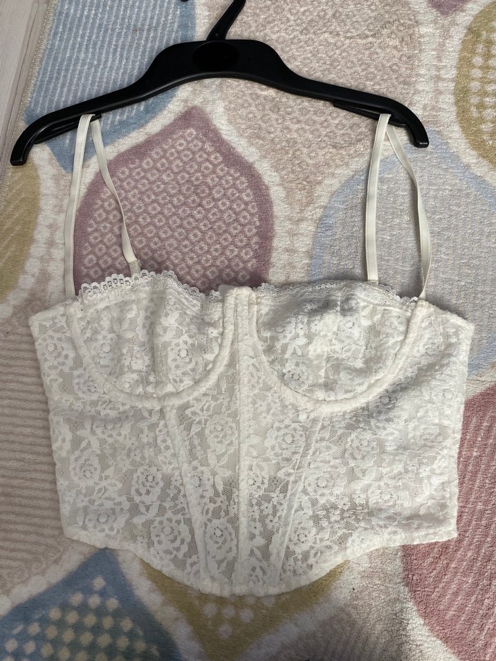 Dantel Detaylı Beyaz Büstiyer - Görsel 4