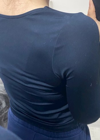 Lacivert Kadın Crop Top Uzun Kollu - Görsel 3