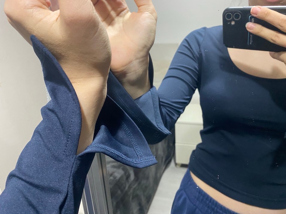 Lacivert Kadın Crop Top Uzun Kollu - Görsel 2