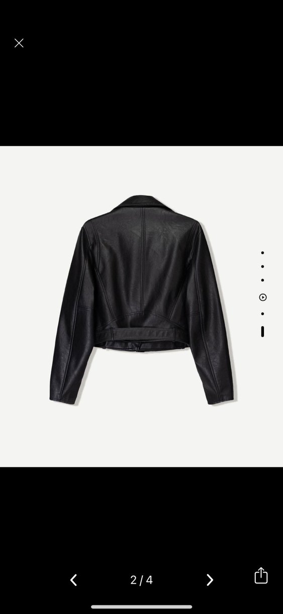 Kemerli Siyah Mini Deri Biker Ceket - Görsel 2