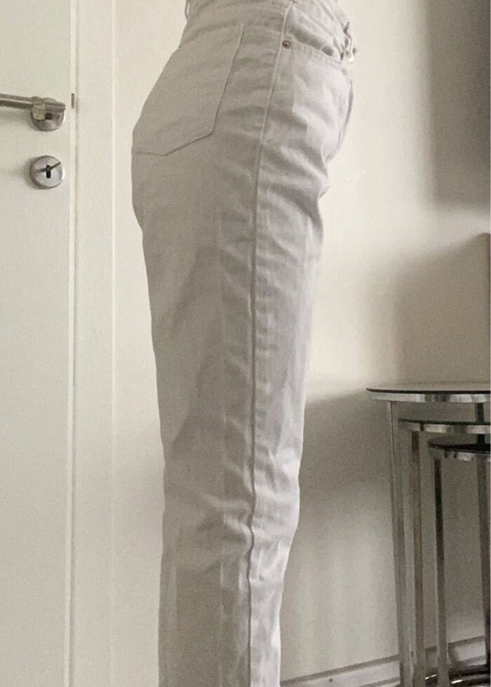 beyaz kot pantolon jean - Görsel 3