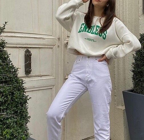 endless beyaz sweatshirt - Görsel 2