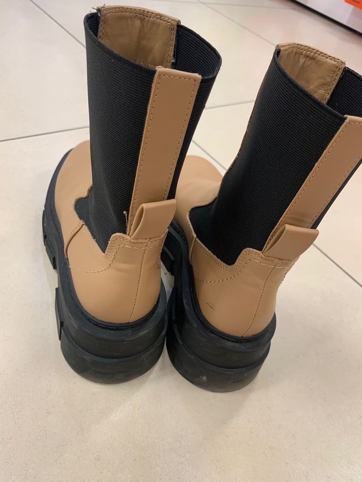 Bej Kadın Platform Topuklu Sokak Tarzı Bot - Görsel 3