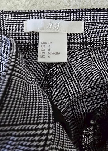 Gri ekose HM  Kumaş Kadın Pantolon - Görsel 6
