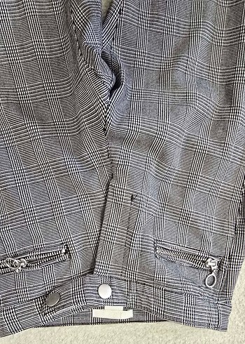 Gri ekose HM  Kumaş Kadın Pantolon - Görsel 5